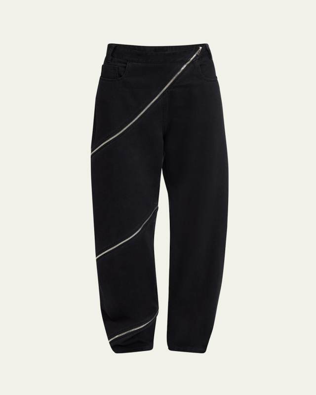 Zipper Spiral Straight-Leg Pants